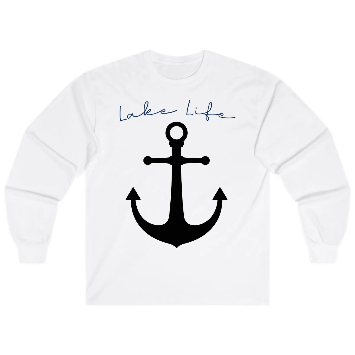 Lake Life Anchor Design Long Sleeve in White