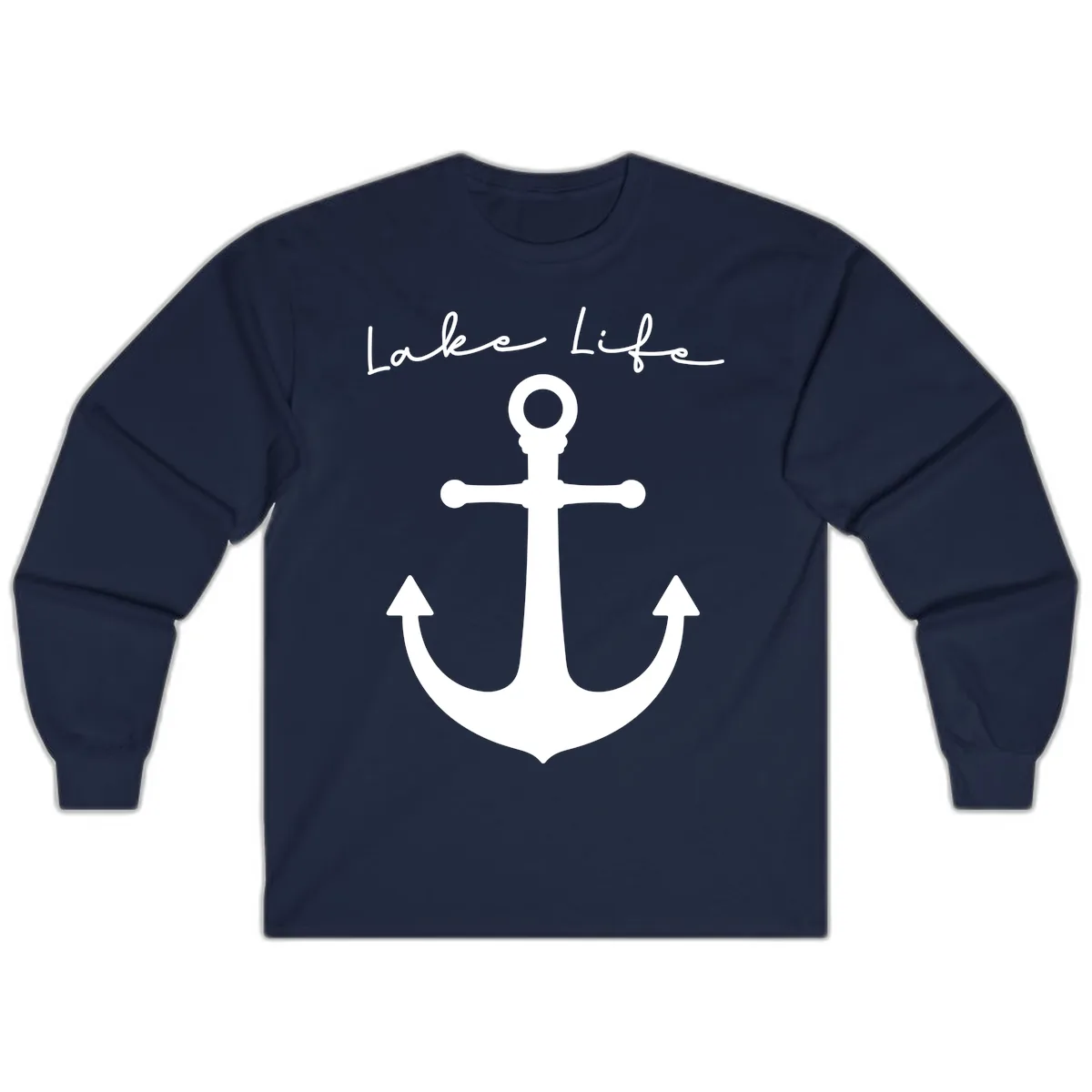Lake Life Anchor Design Long Sleeve in Navy