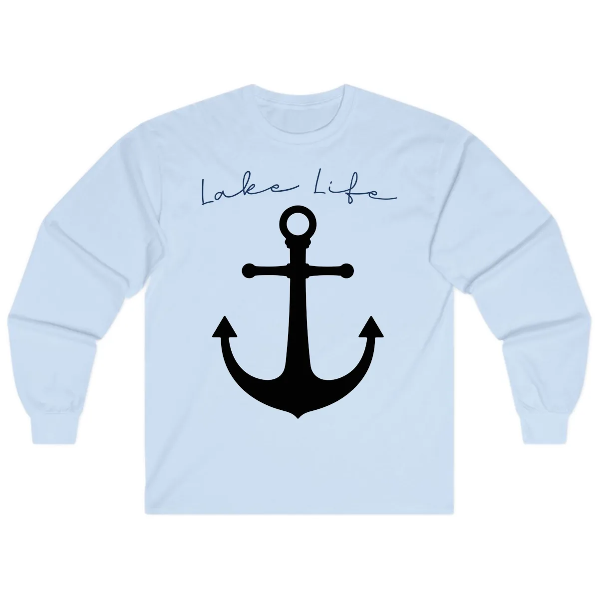 Lake Life Anchor Design Long Sleeve in Light Blue