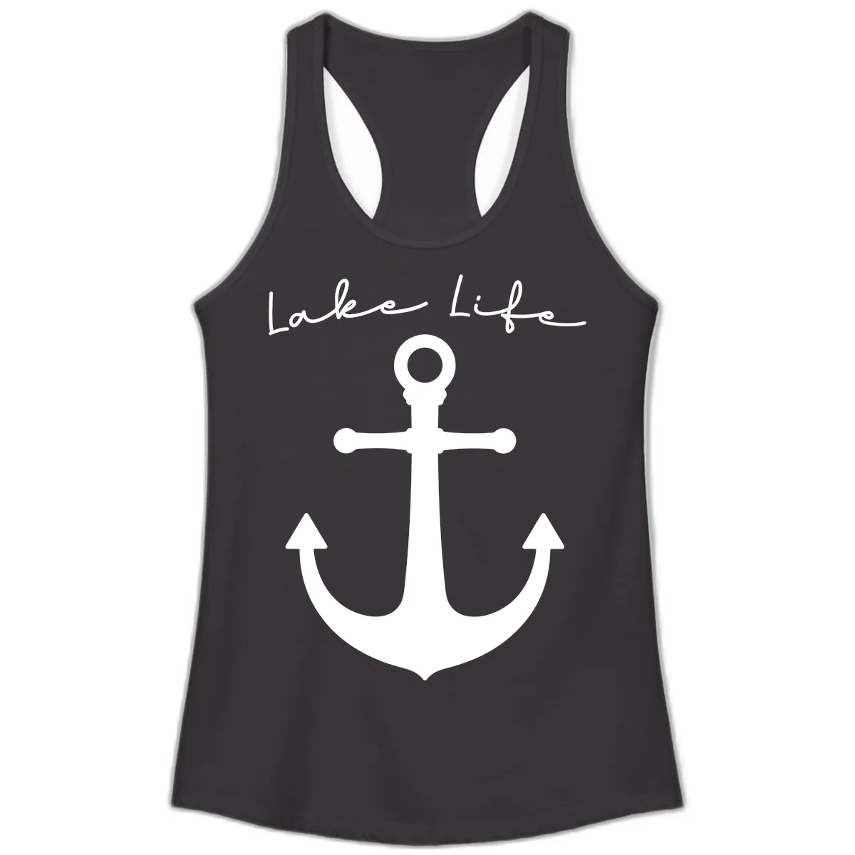 Lake Life Anchor Design Ladies Tank in Black