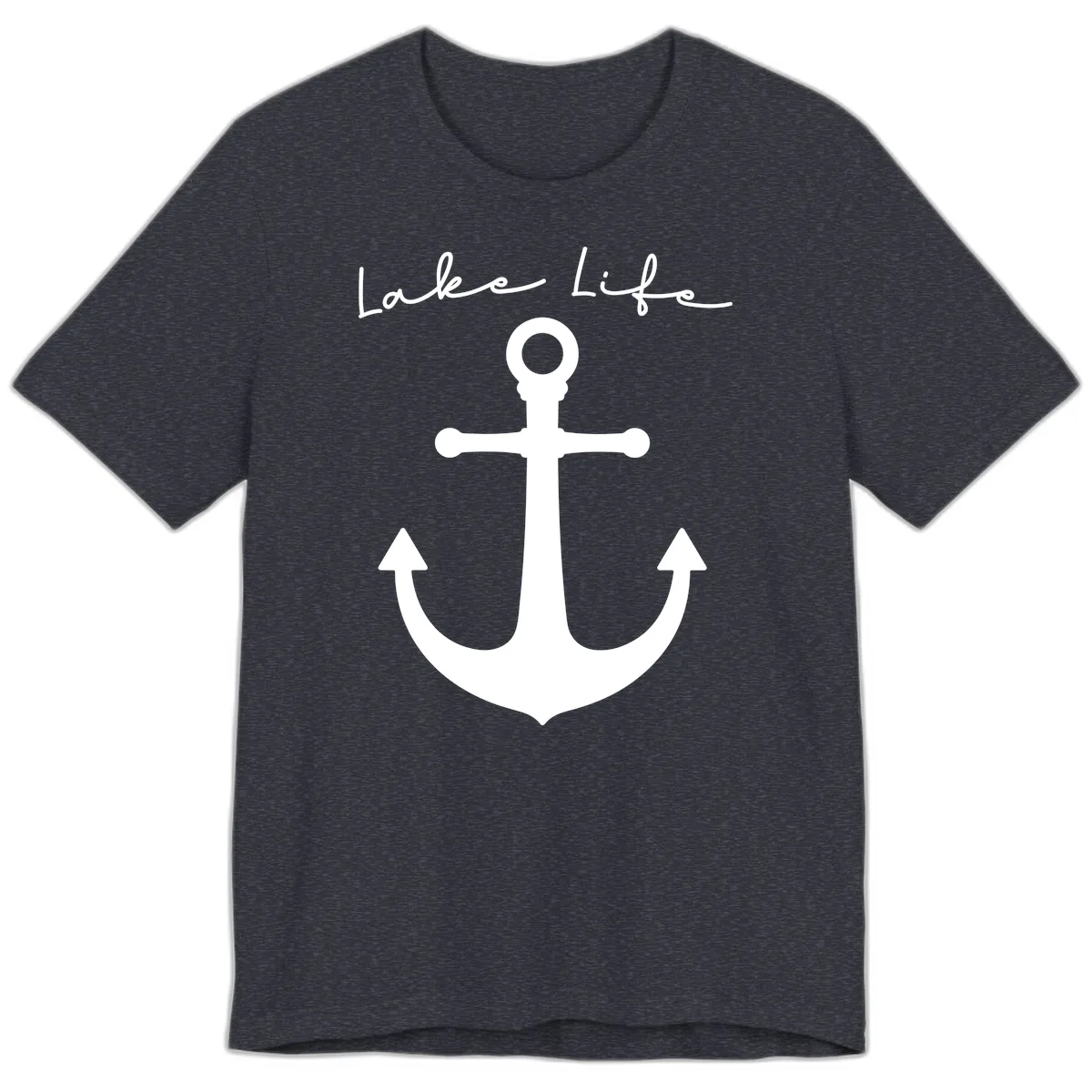 Lake Life Anchor Design Premium T-Shirt in Heather Navy