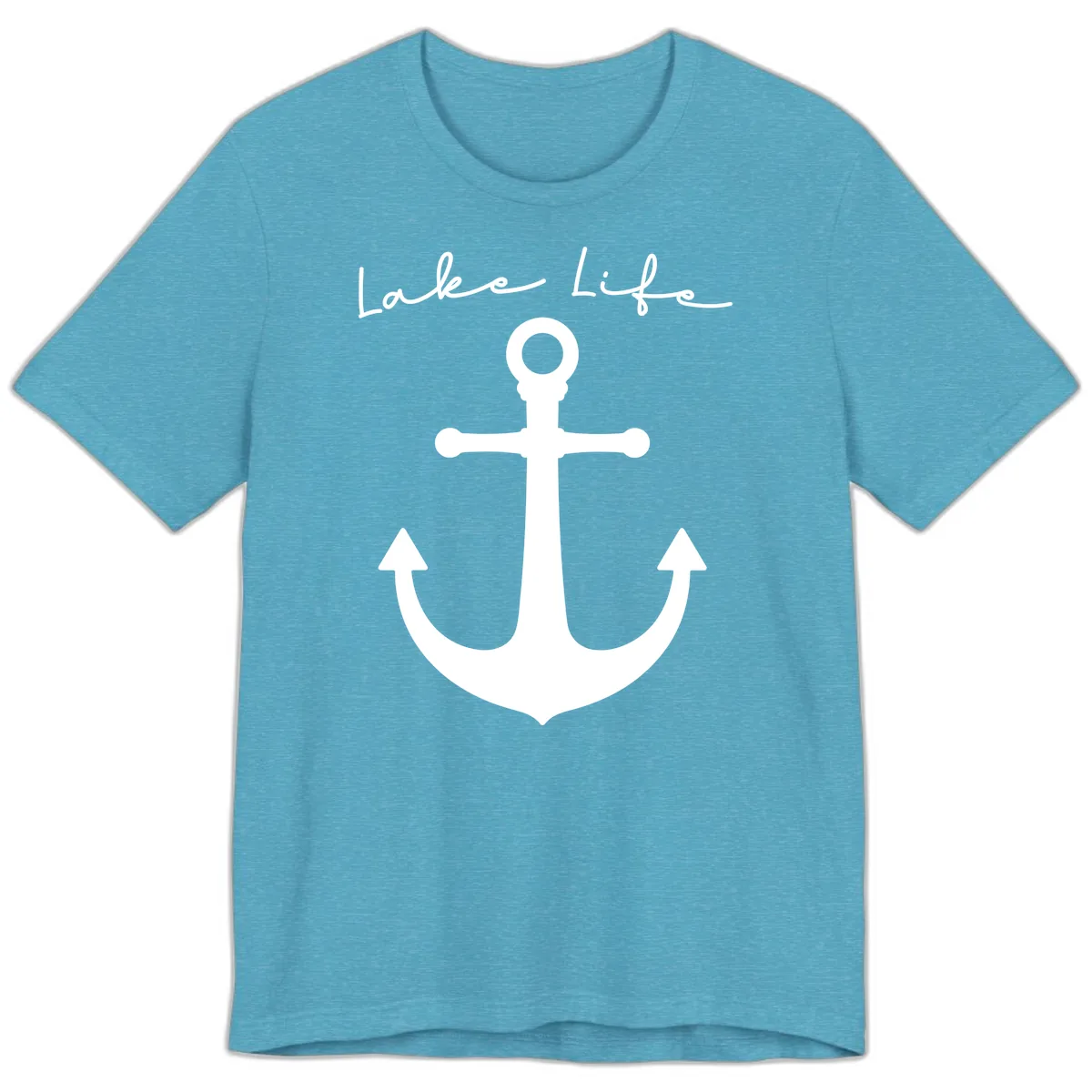Lake Life Anchor Design Premium T-Shirt in Heather Aqua