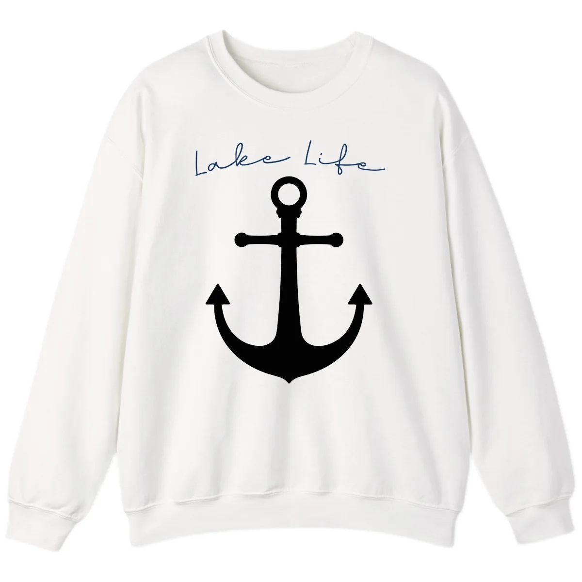 Lake Life Anchor Design Sweatshirt in White