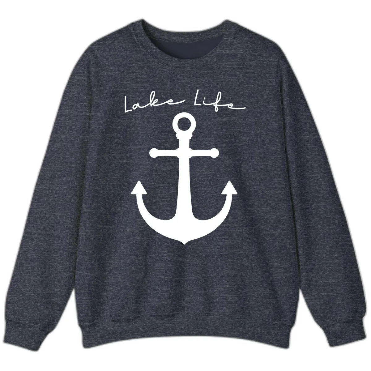 Lake Life Anchor Design Sweatshirt in Heather Sport Dark Navy
