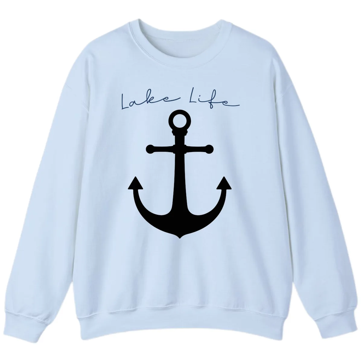 Lake Life Anchor Design Sweatshirt in Light Blue