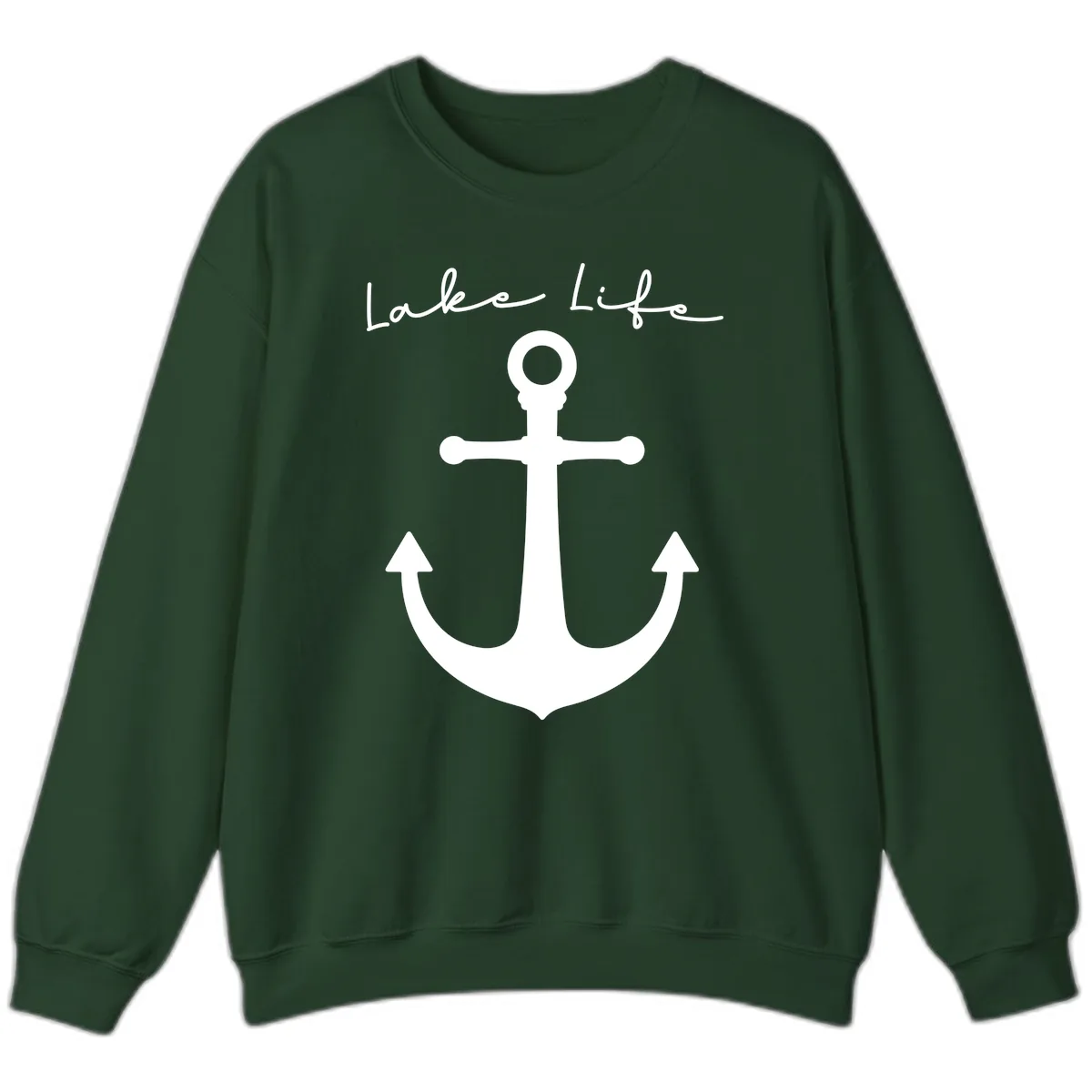 Lake Life Anchor Design Sweatshirt in Forest Green