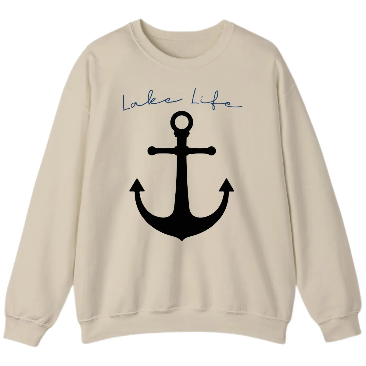 Lake Life Anchor Design Sweatshirt in Sand