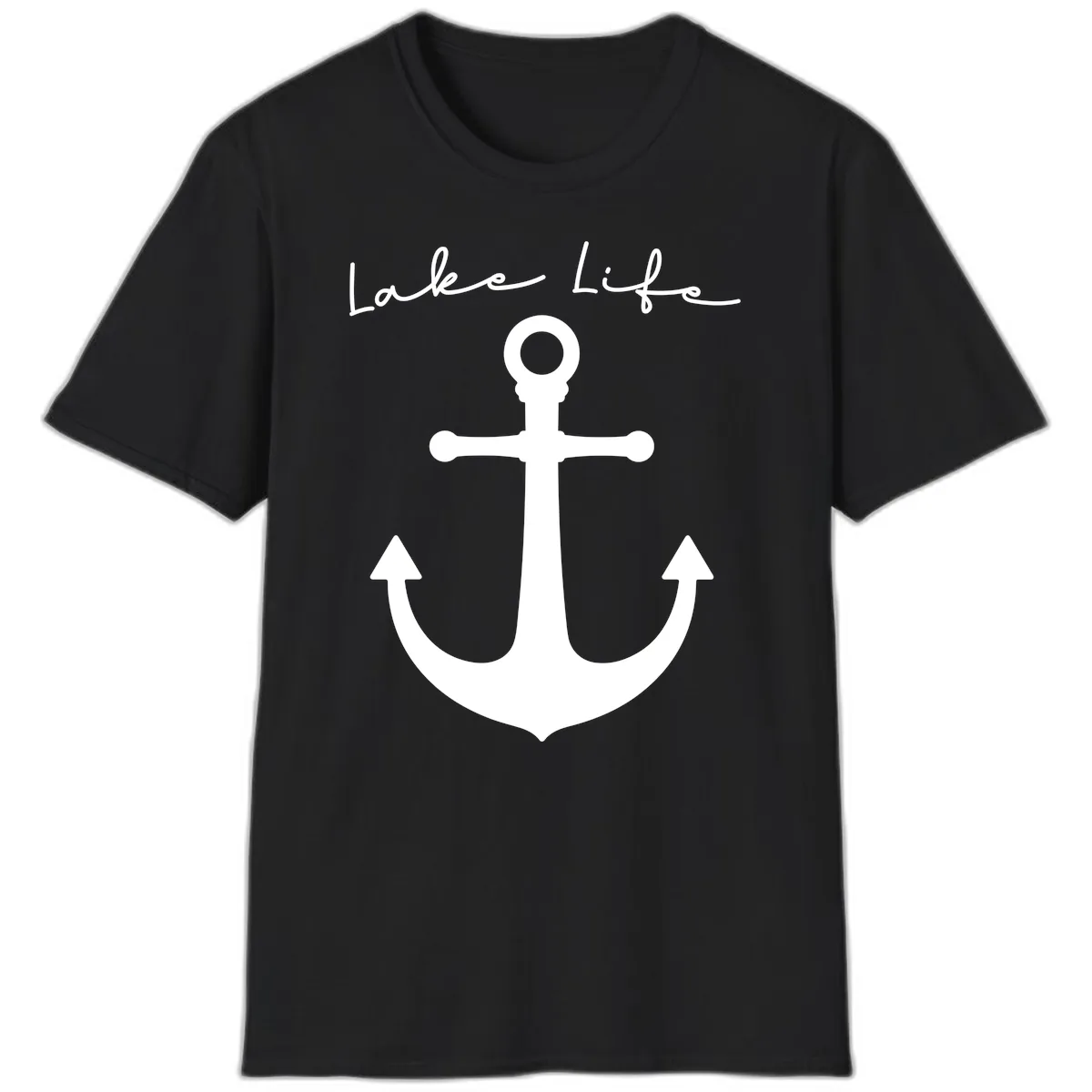 Lake Life Anchor Design T-Shirt in Black