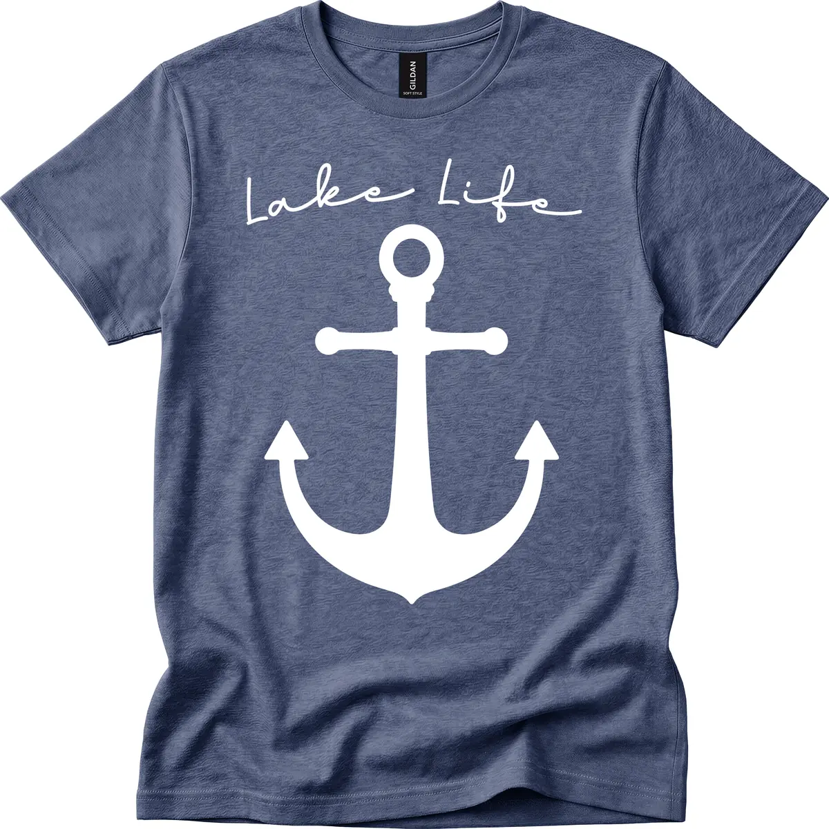 Lake Life Anchor Design T-Shirt in Heather Navy
