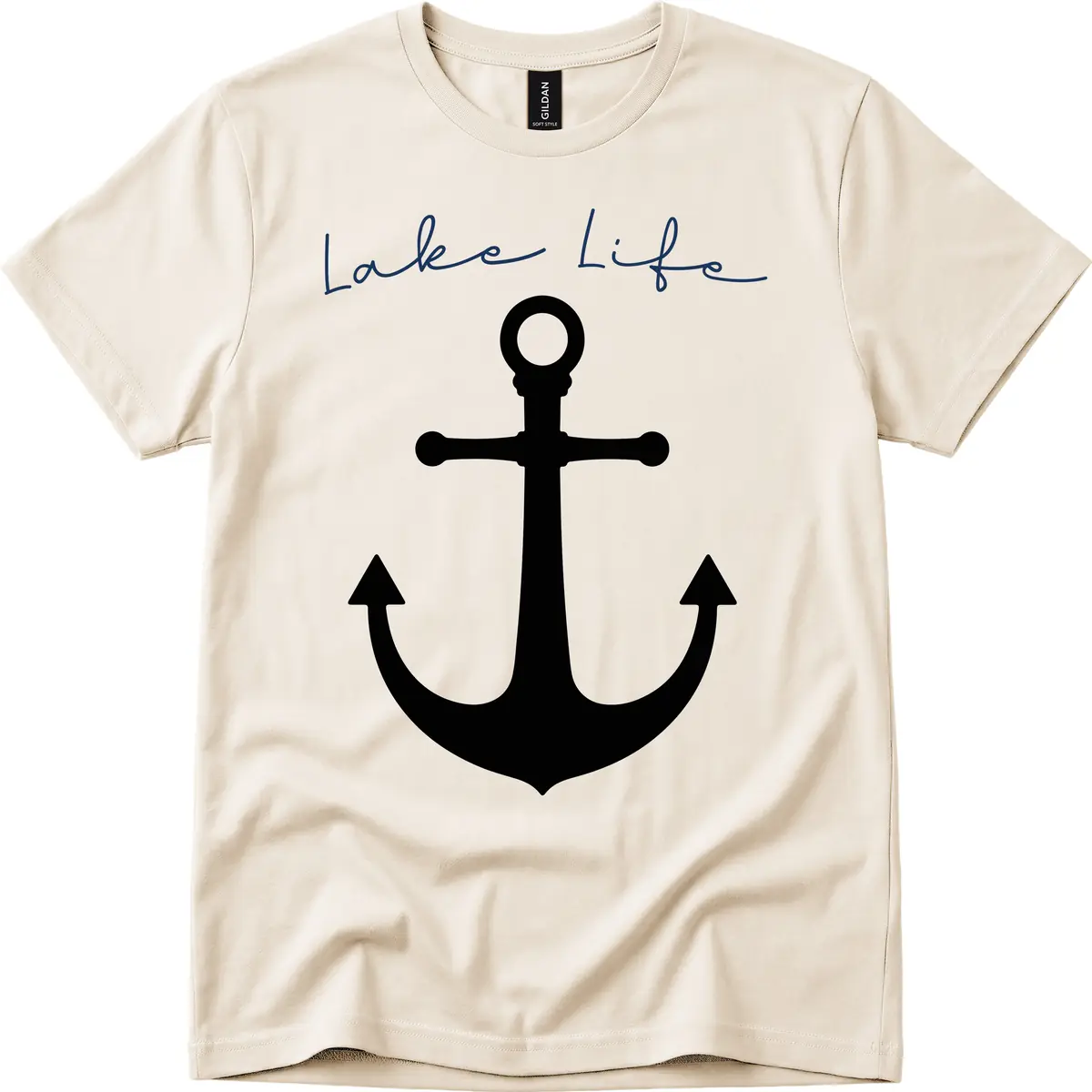Lake Life Anchor Design T-Shirt in Natural