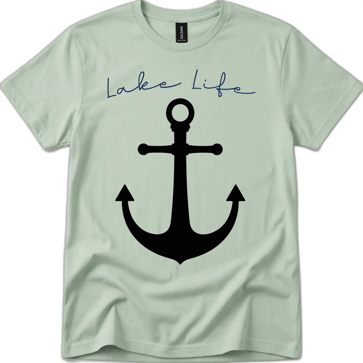 Lake Life Anchor Design T-Shirt in Sage