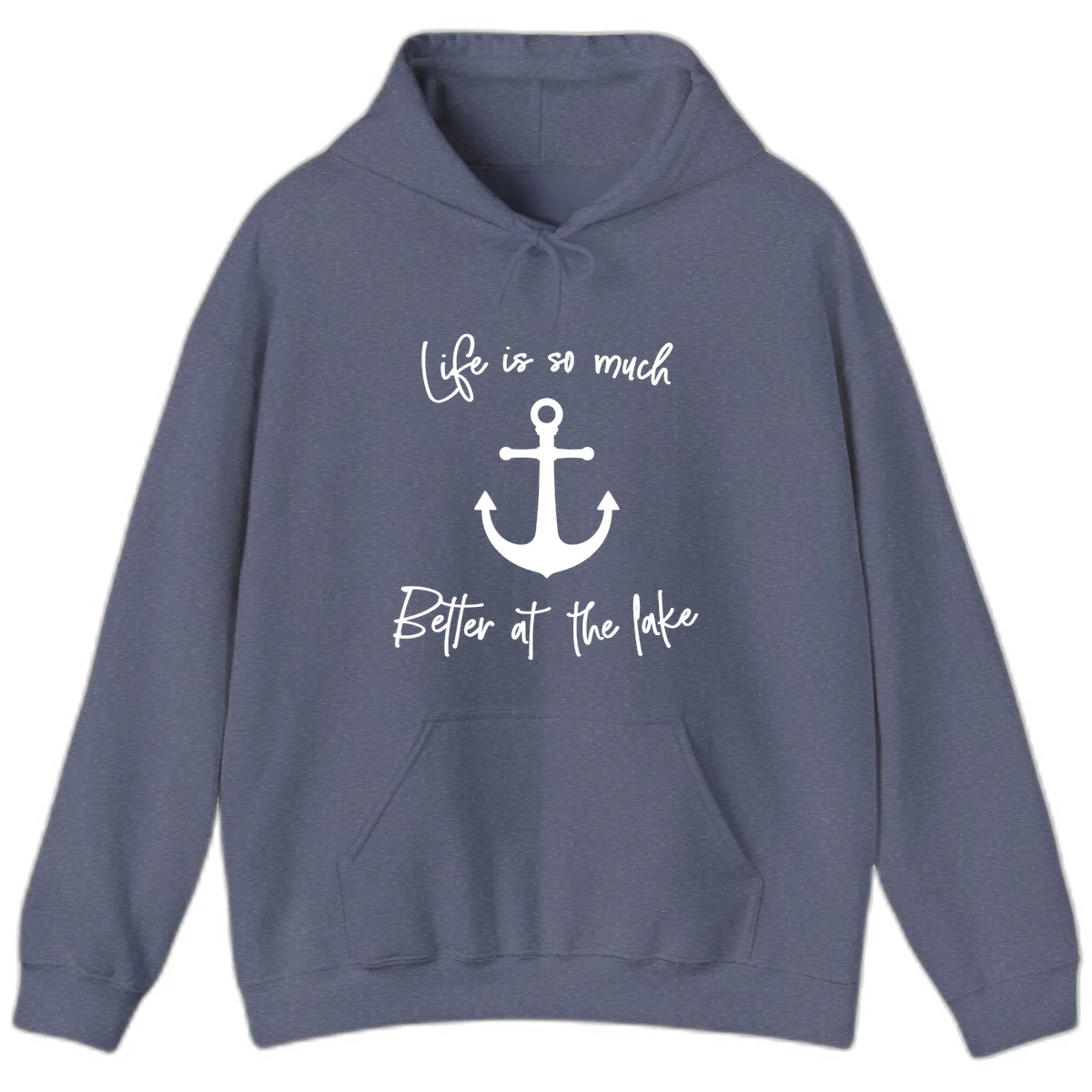 Life is Better at the Lake Anchor Hoodie in Heather Navy