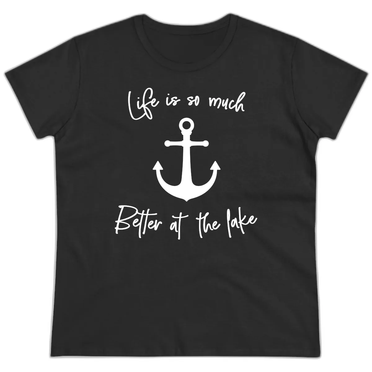 Life is Better at the Lake Anchor Ladies Tee in Black