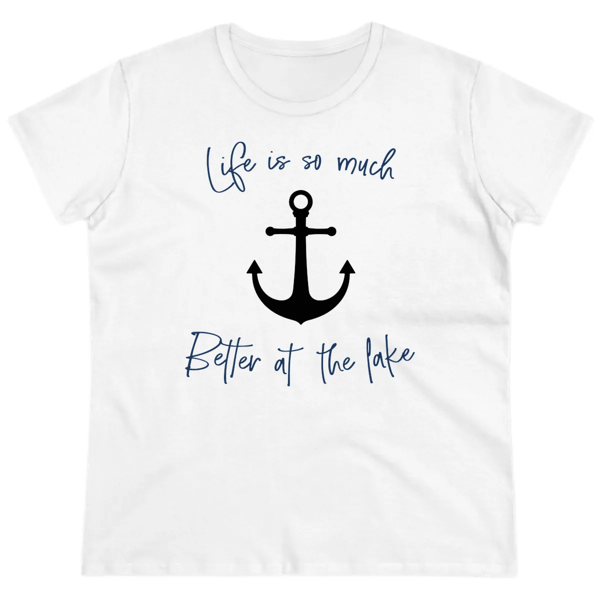 Life is Better at the Lake Anchor Ladies Tee in White