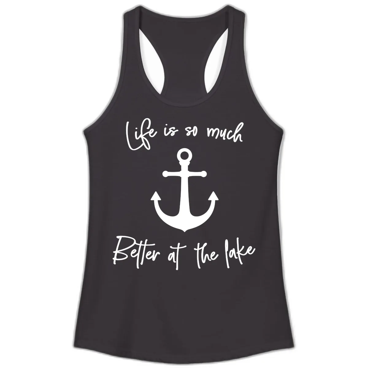 Life is Better at the Lake Anchor Ladies Tank in Black