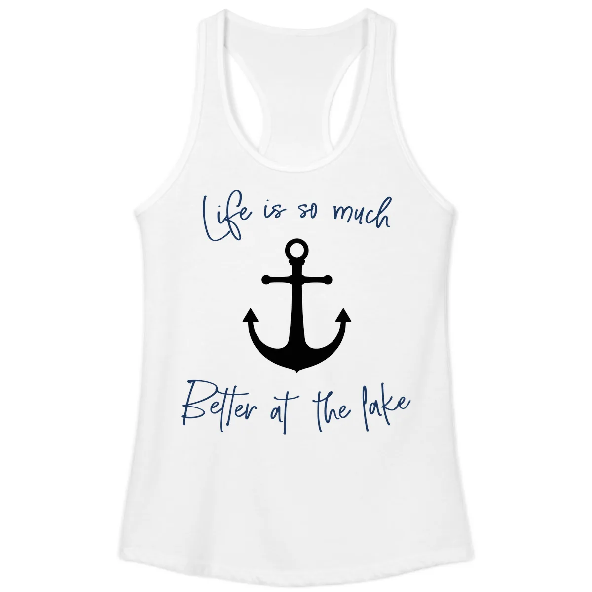 Life is Better at the Lake Anchor Ladies Tank in White