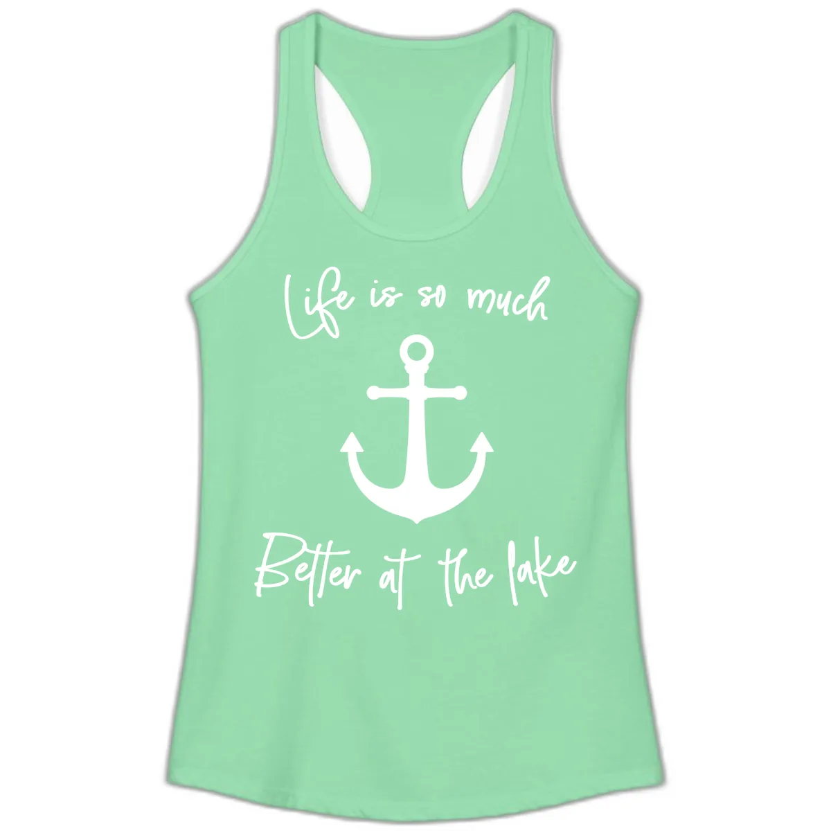 Life is Better at the Lake Anchor Ladies Tank in Solid Mint