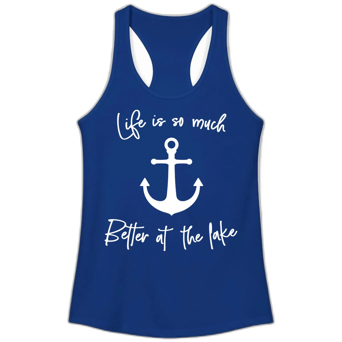 Life is Better at the Lake Anchor Ladies Tank in Solid Royal