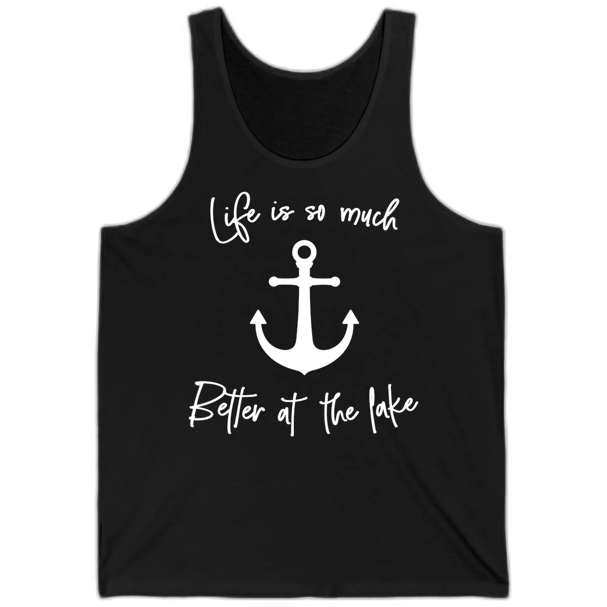 Life is Better at the Lake Anchor Tank in Black