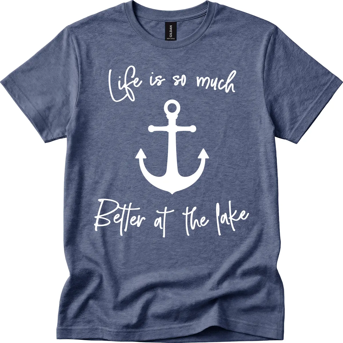 Life is Better at the Lake Anchor T-Shirt in Heather Navy