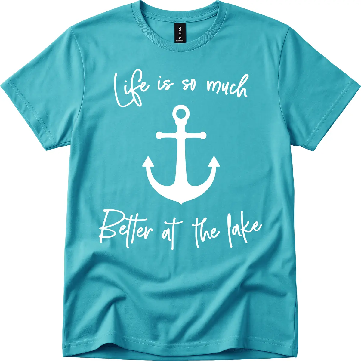 Life is Better at the Lake Anchor T-Shirt in Tropical Blue