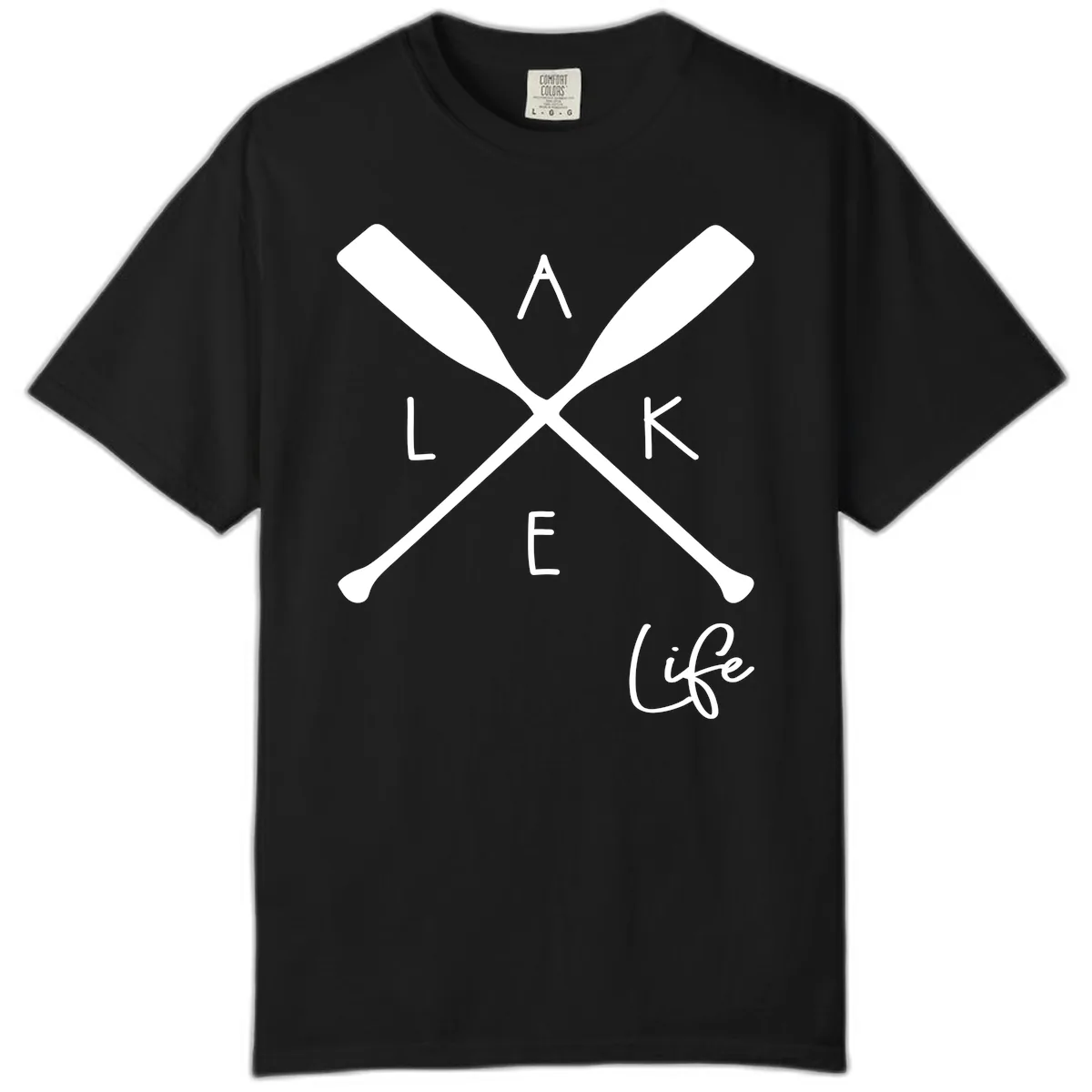 Lake Life Crossed Oars Design Comfort Color in Black