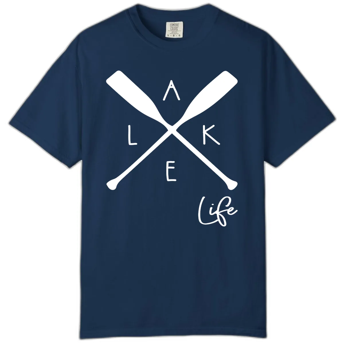 Lake Life Crossed Oars Design Comfort Color in Navy