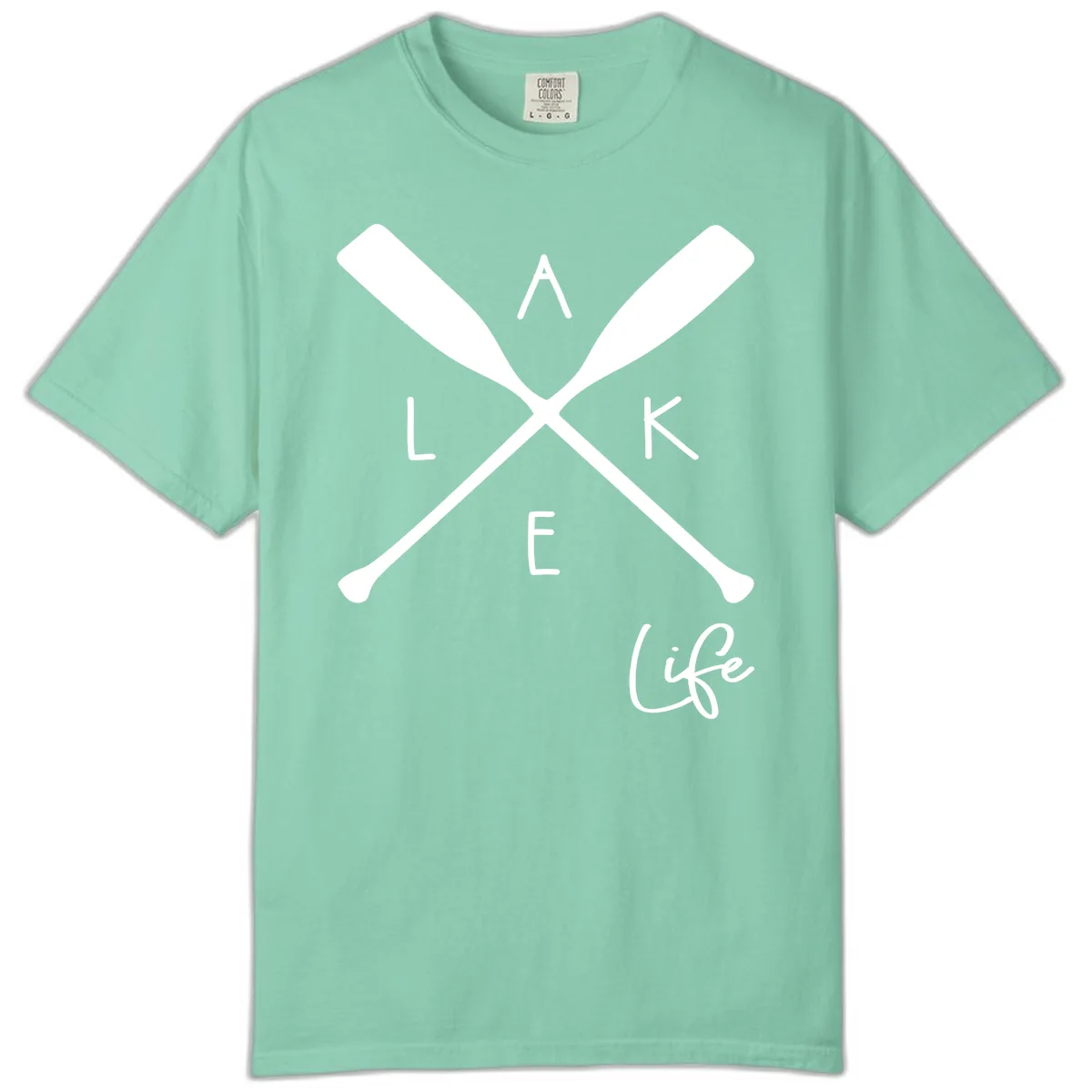 Lake Life Crossed Oars Design Comfort Color in Island Reef