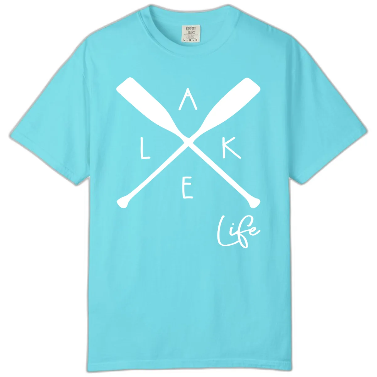 Lake Life Crossed Oars Design Comfort Color in Lagoon Blue
