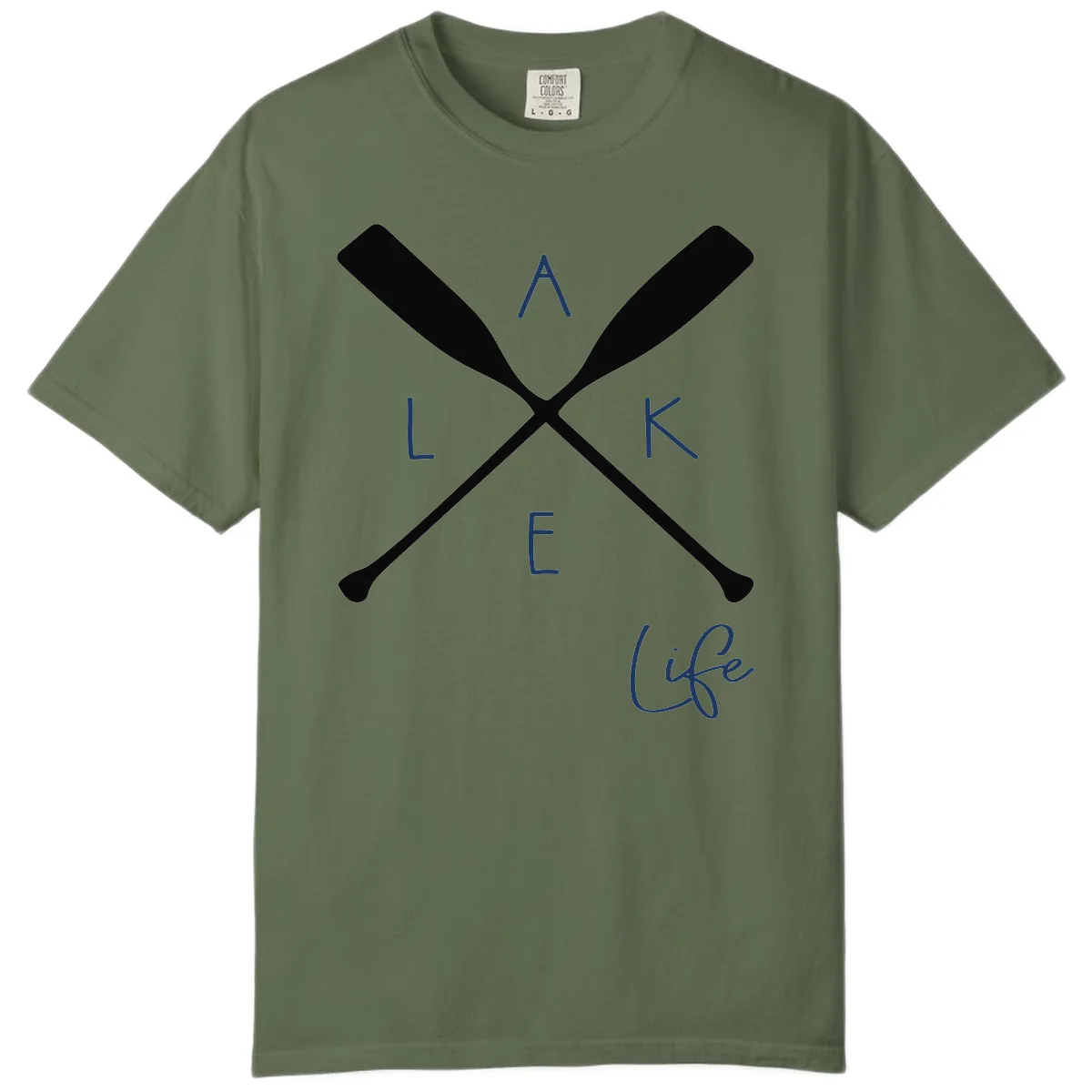 Lake Life Crossed Oars Design Comfort Color in Sage