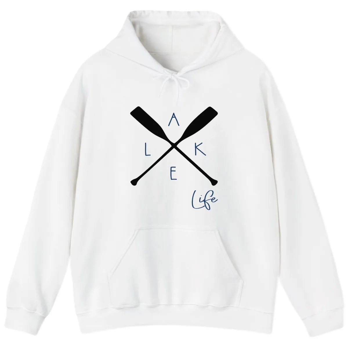 Lake Life Crossed Oars Design Hoodie in White