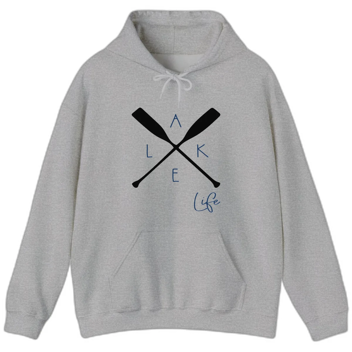 Lake Life Crossed Oars Design Hoodie in Sport Grey
