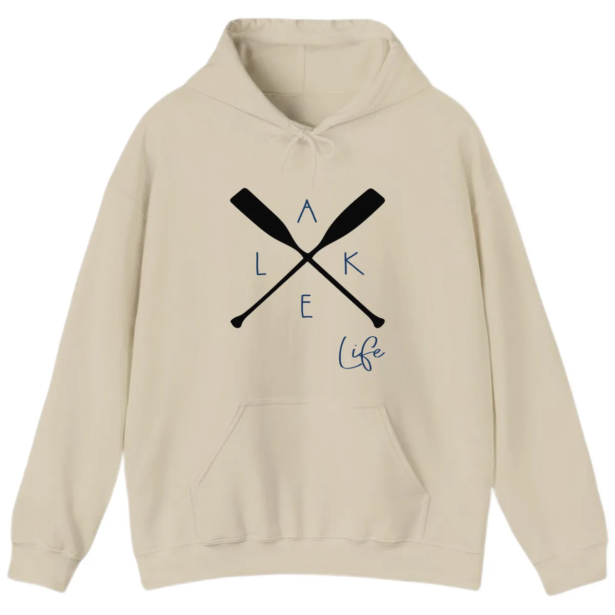 Lake Life Crossed Oars Design Hoodie in Sand