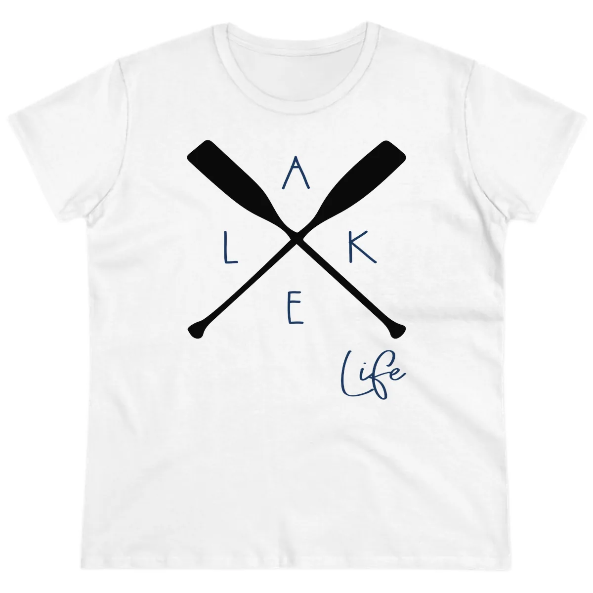 Lake Life Crossed Oars Design Ladies Tee in White