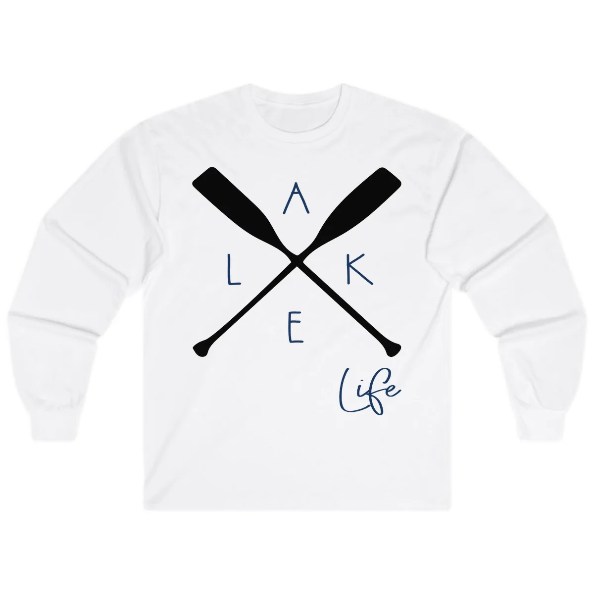 Lake Life Crossed Oars Design Long Sleeve in White