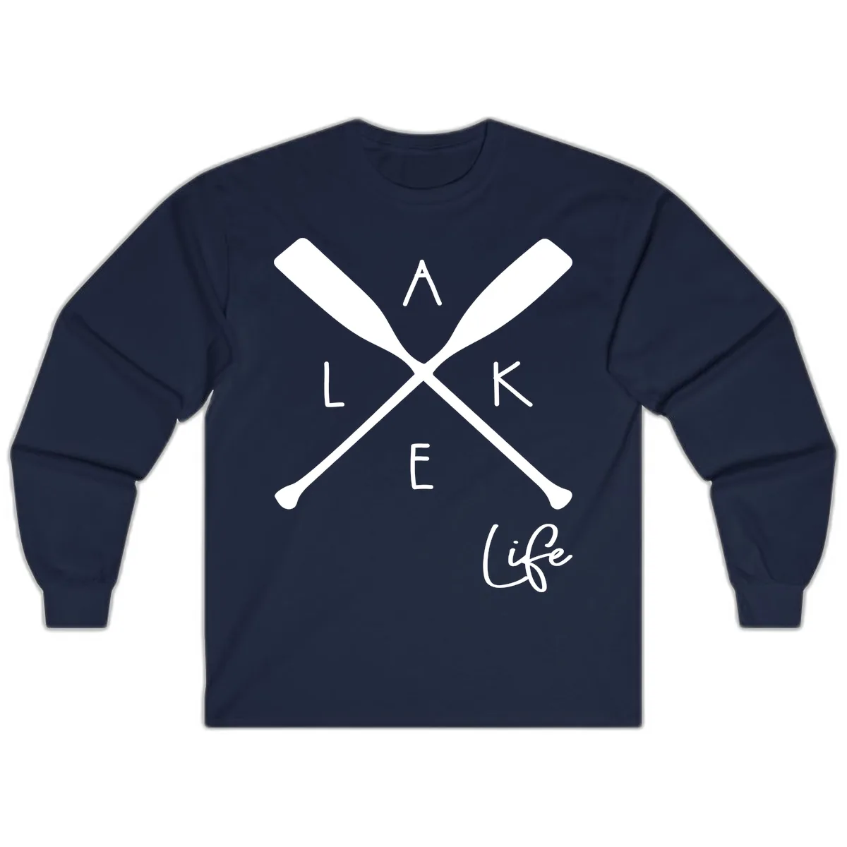 Lake Life Crossed Oars Design Long Sleeve in Navy