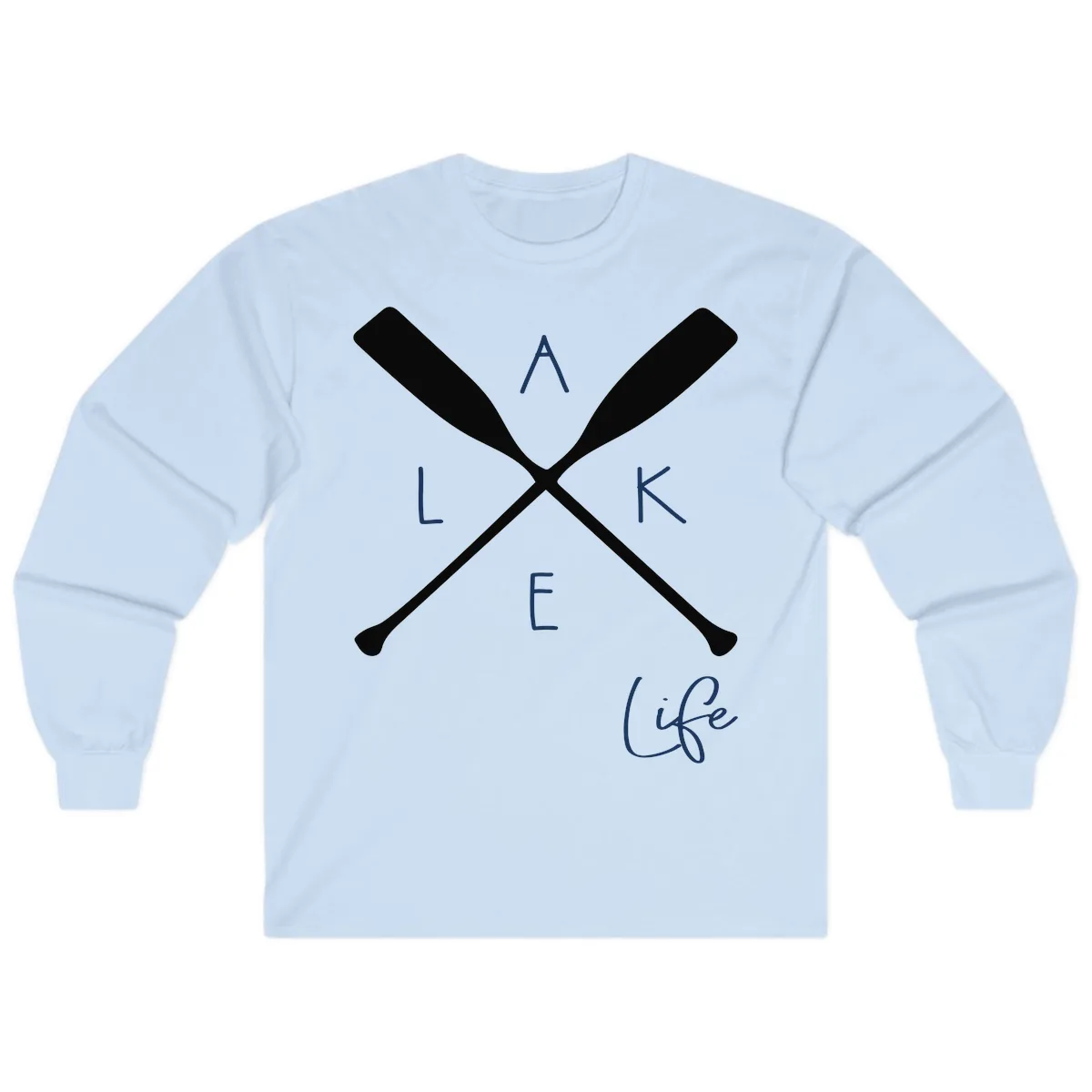 Lake Life Crossed Oars Design Long Sleeve in Light Blue