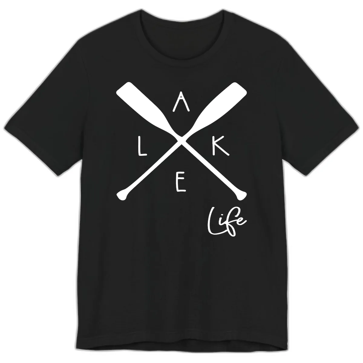 Lake Life Crossed Oars Design Premium T-Shirt in Black
