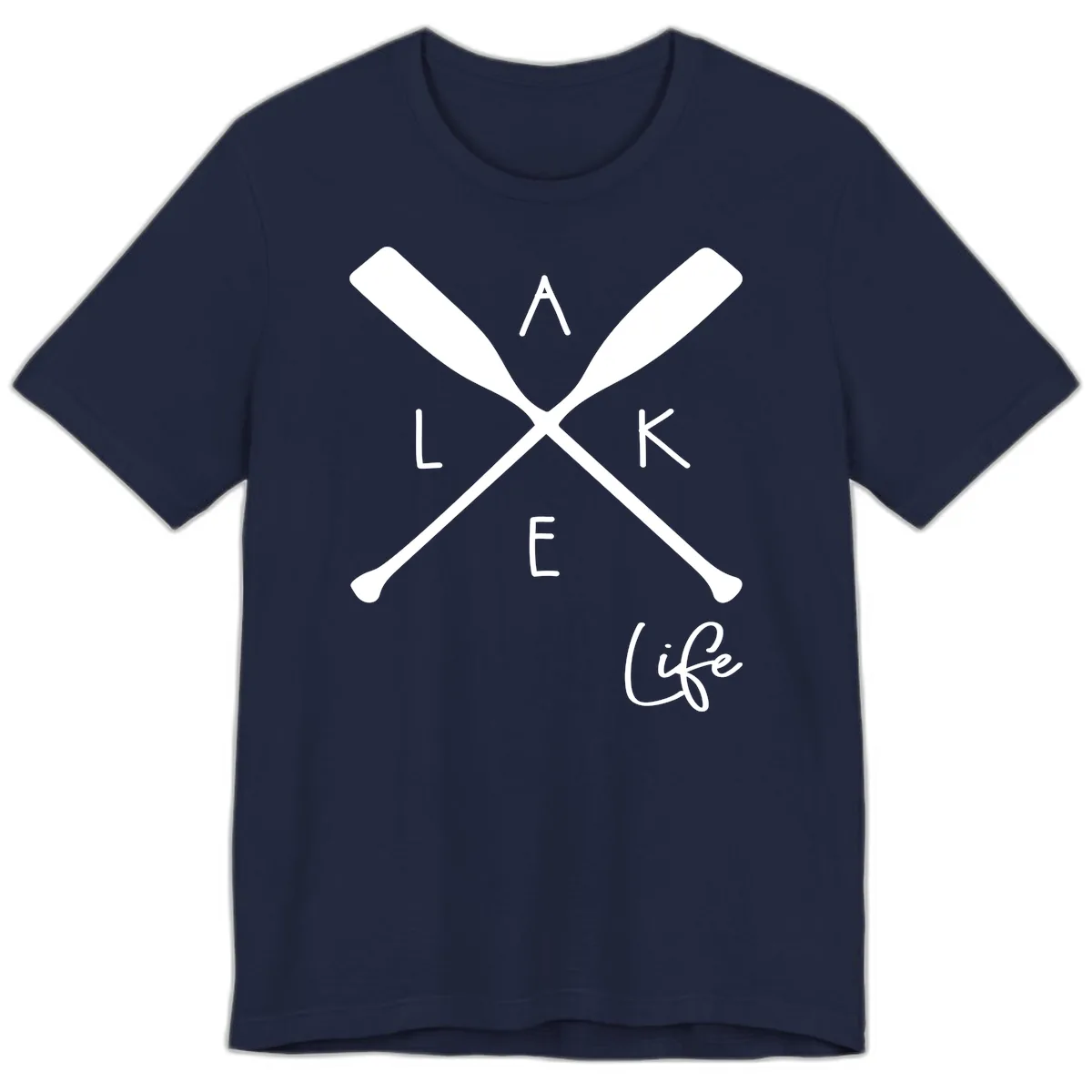 Lake Life Crossed Oars Design Premium T-Shirt in Navy