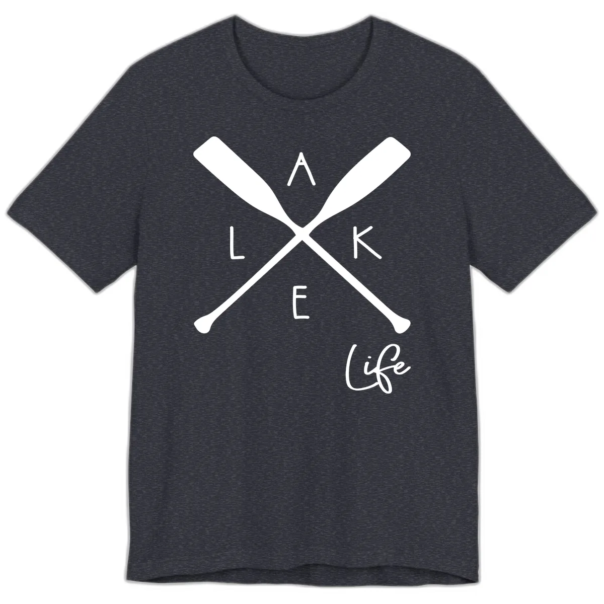 Lake Life Crossed Oars Design Premium T-Shirt in Heather Navy