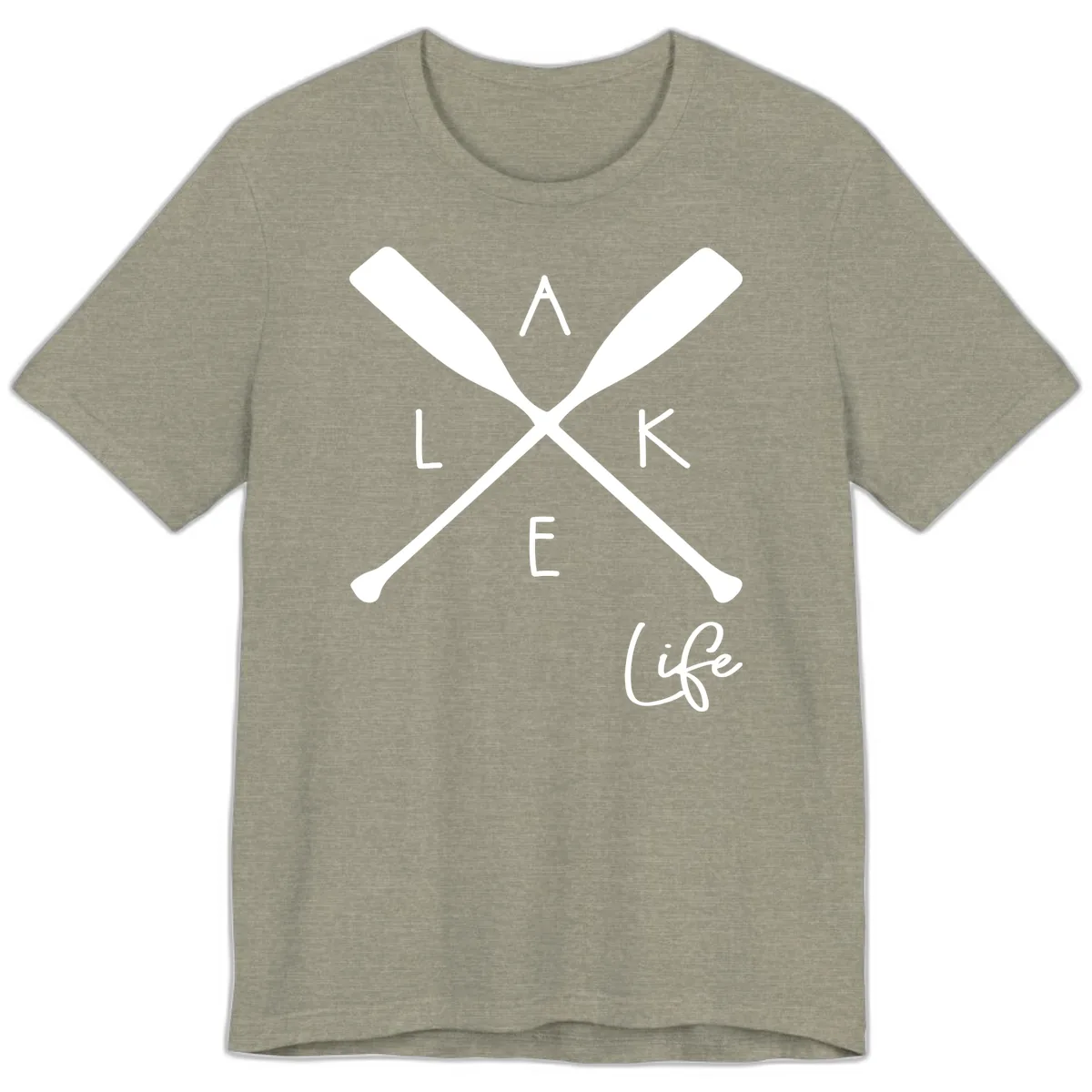 Lake Life Crossed Oars Design Premium T-Shirt in Heather Stone