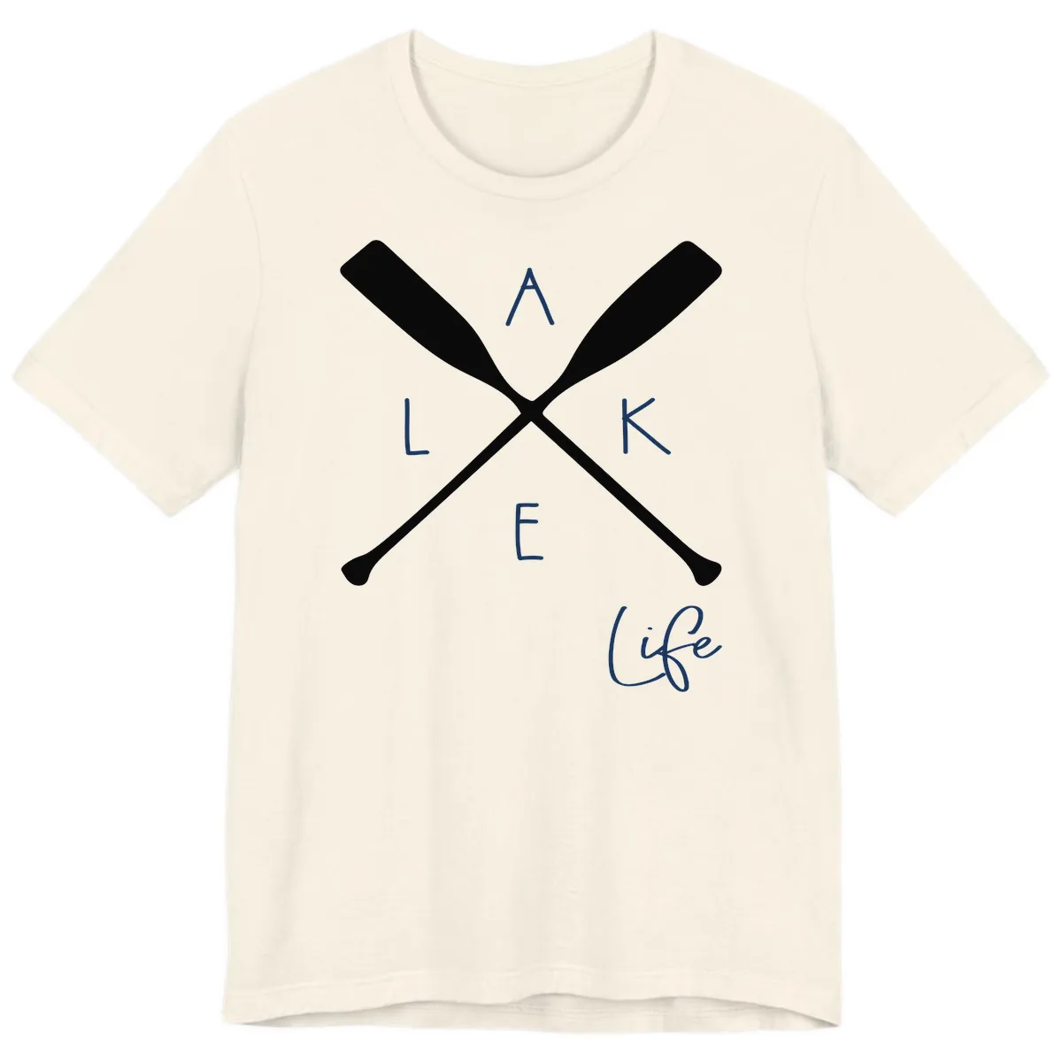 Lake Life Crossed Oars Design Premium T-Shirt in Natural