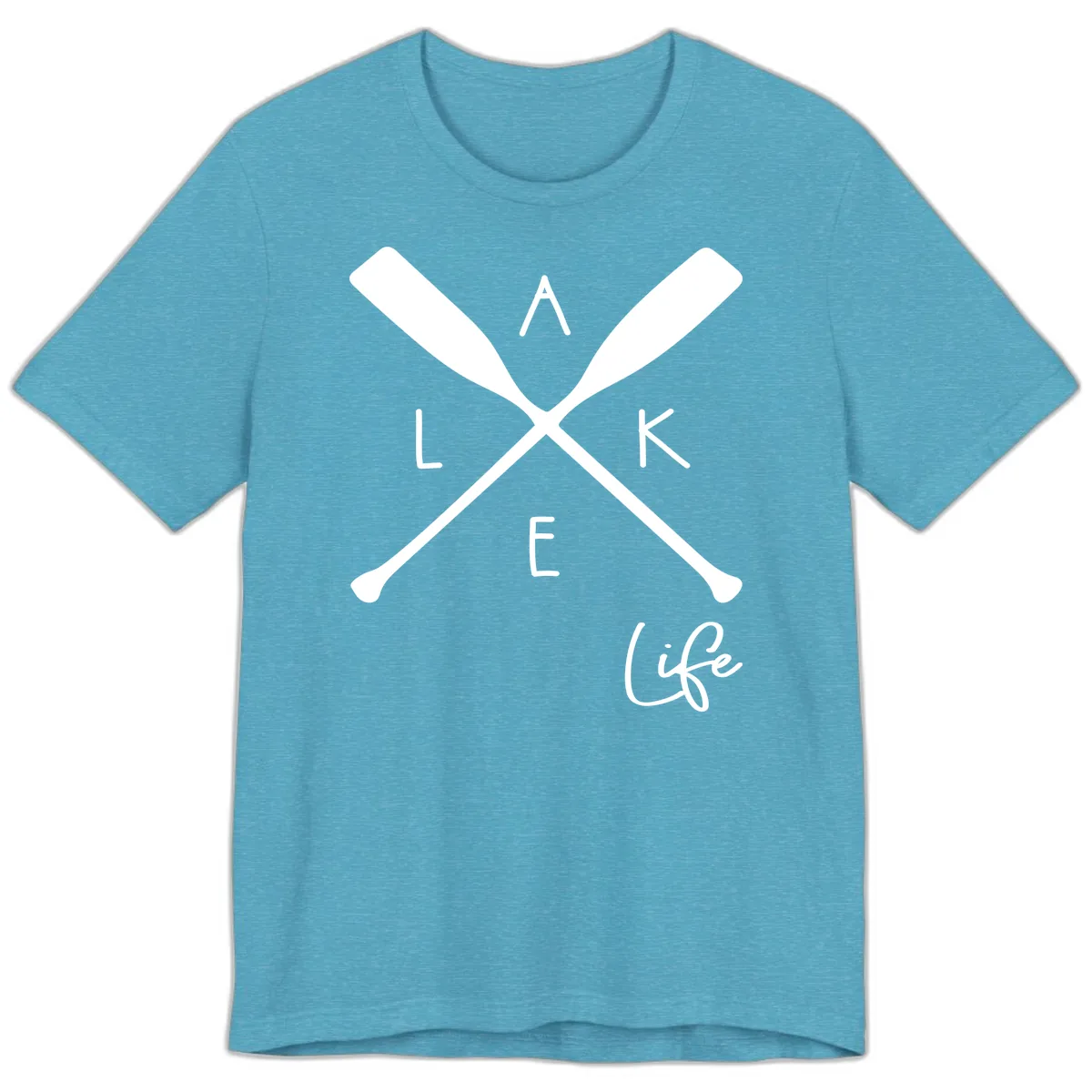 Lake Life Crossed Oars Design Premium T-Shirt in Heather Aqua