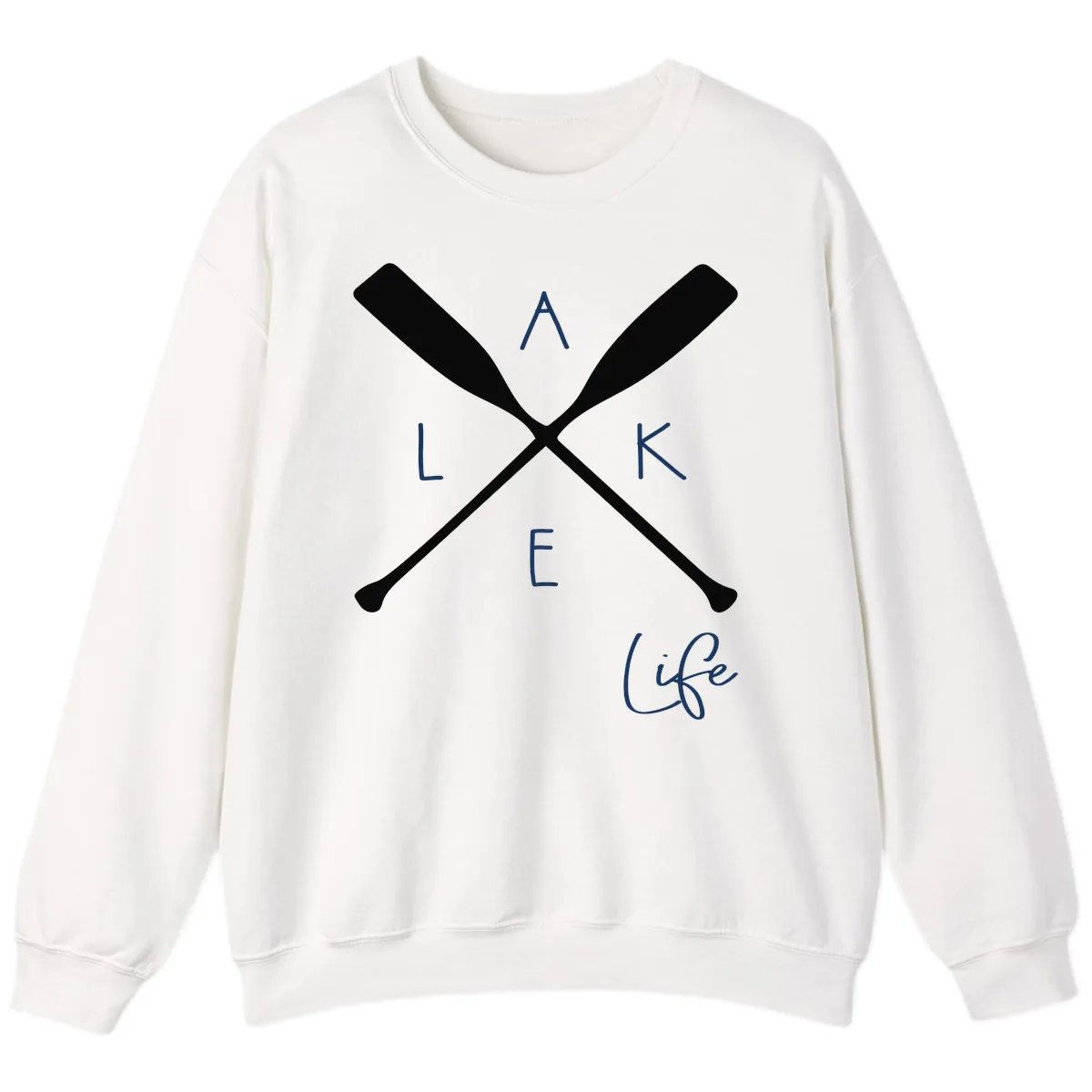 Lake Life Crossed Oars Design Sweatshirt in White