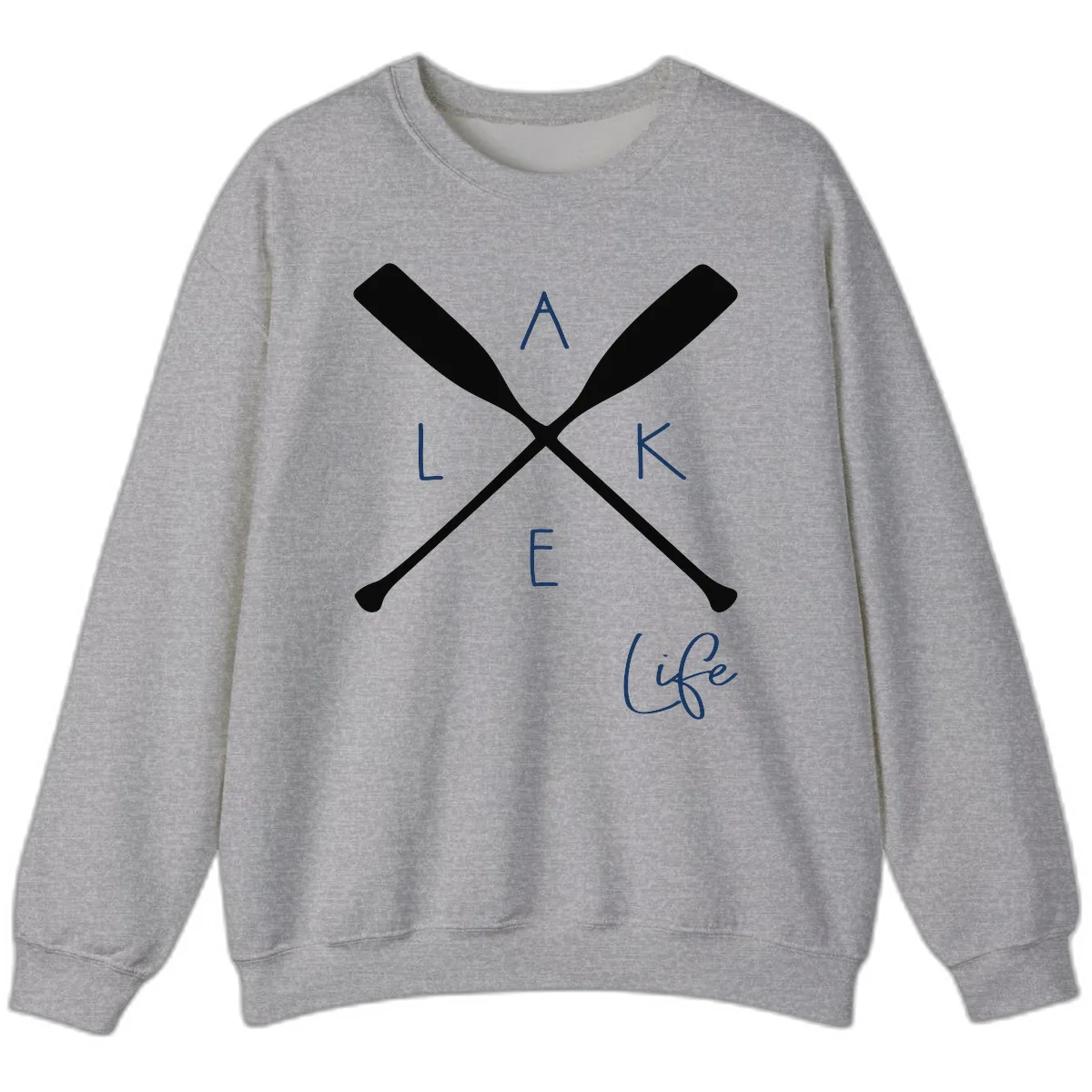 Lake Life Crossed Oars Design Sweatshirt in Sport Grey