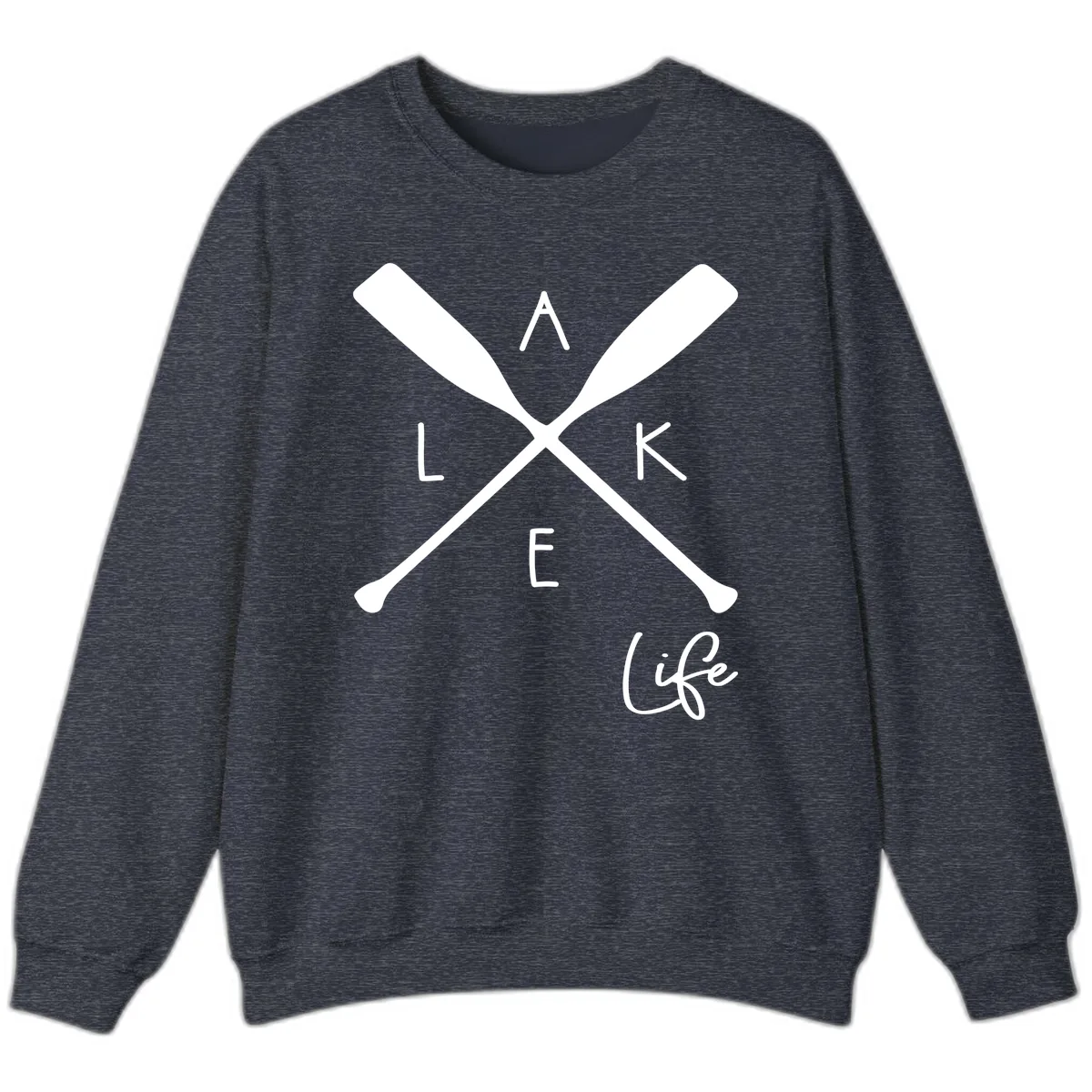 Lake Life Crossed Oars Design Sweatshirt in Heather Sport Dark Navy