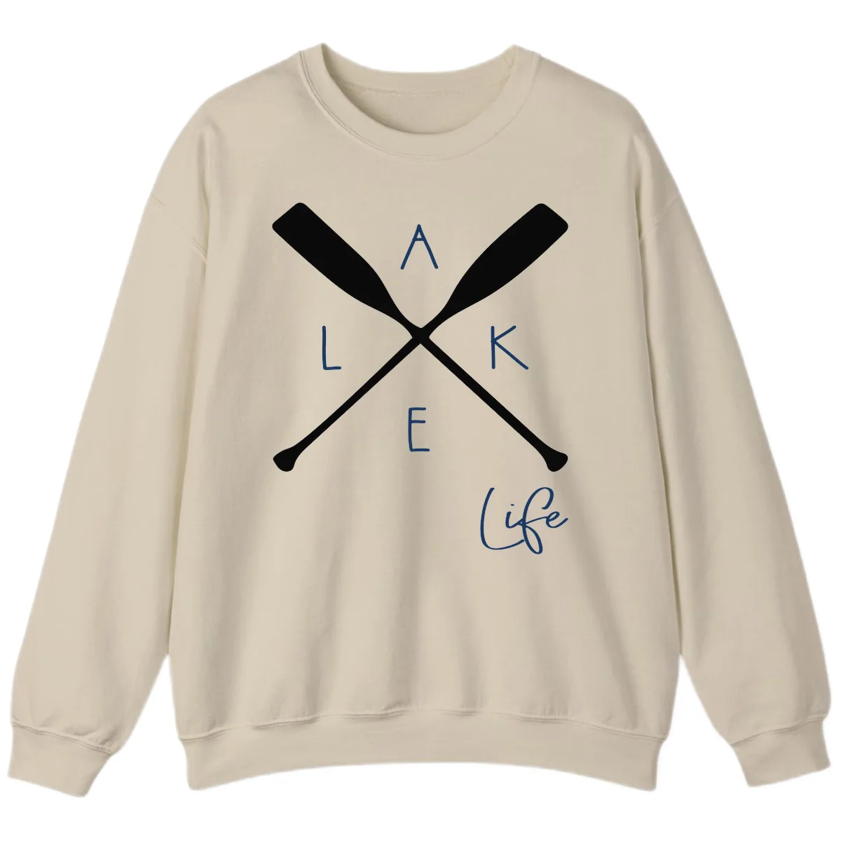 Lake Life Crossed Oars Design Sweatshirt in Sand
