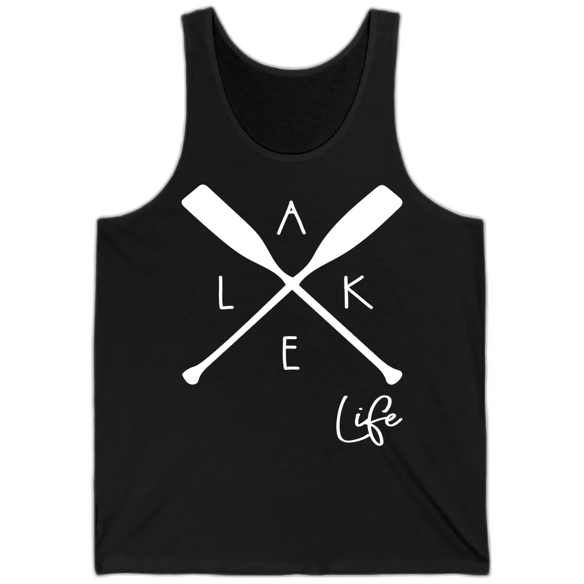 Lake Life Crossed Oars Design Tank in Black