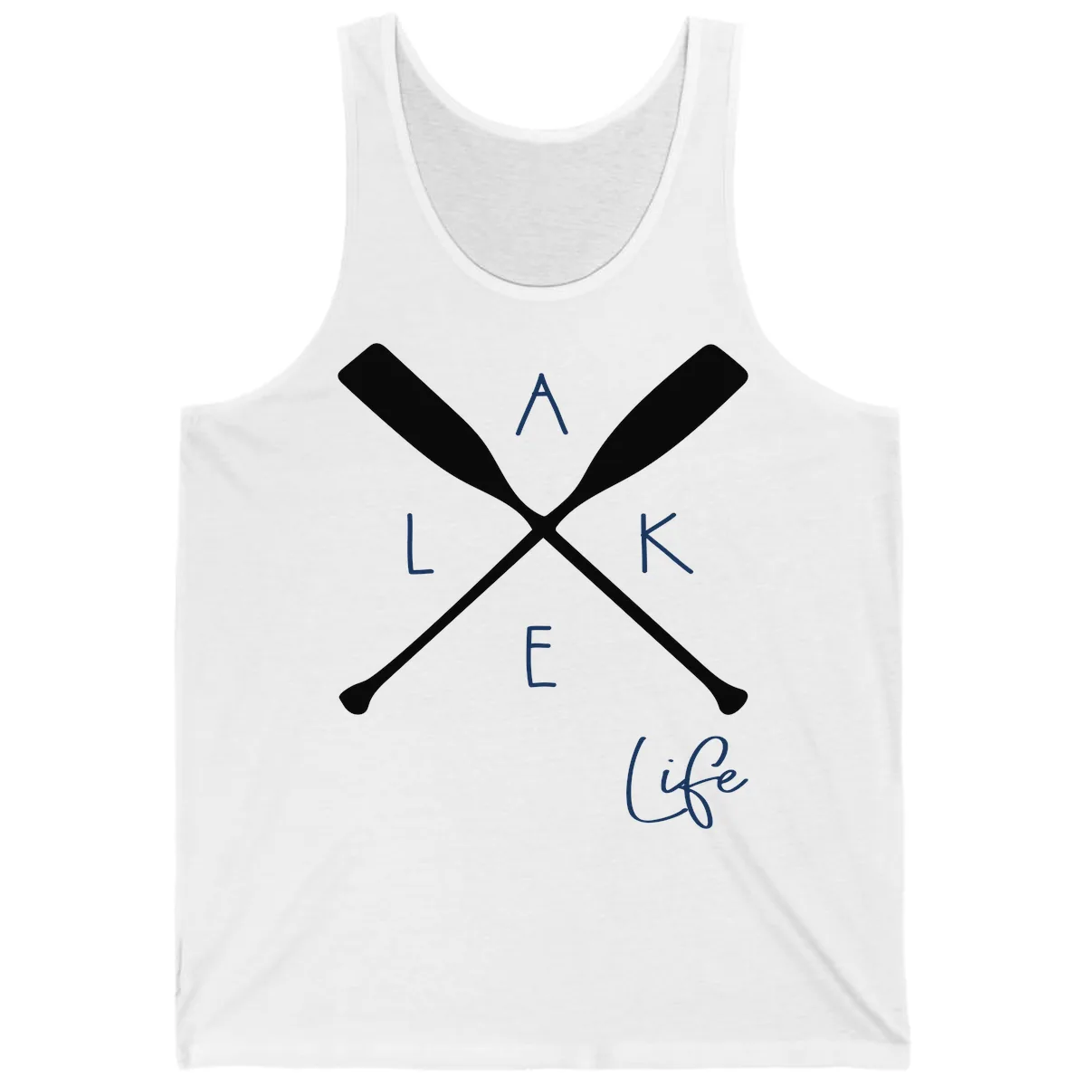 Lake Life Crossed Oars Design Tank in White