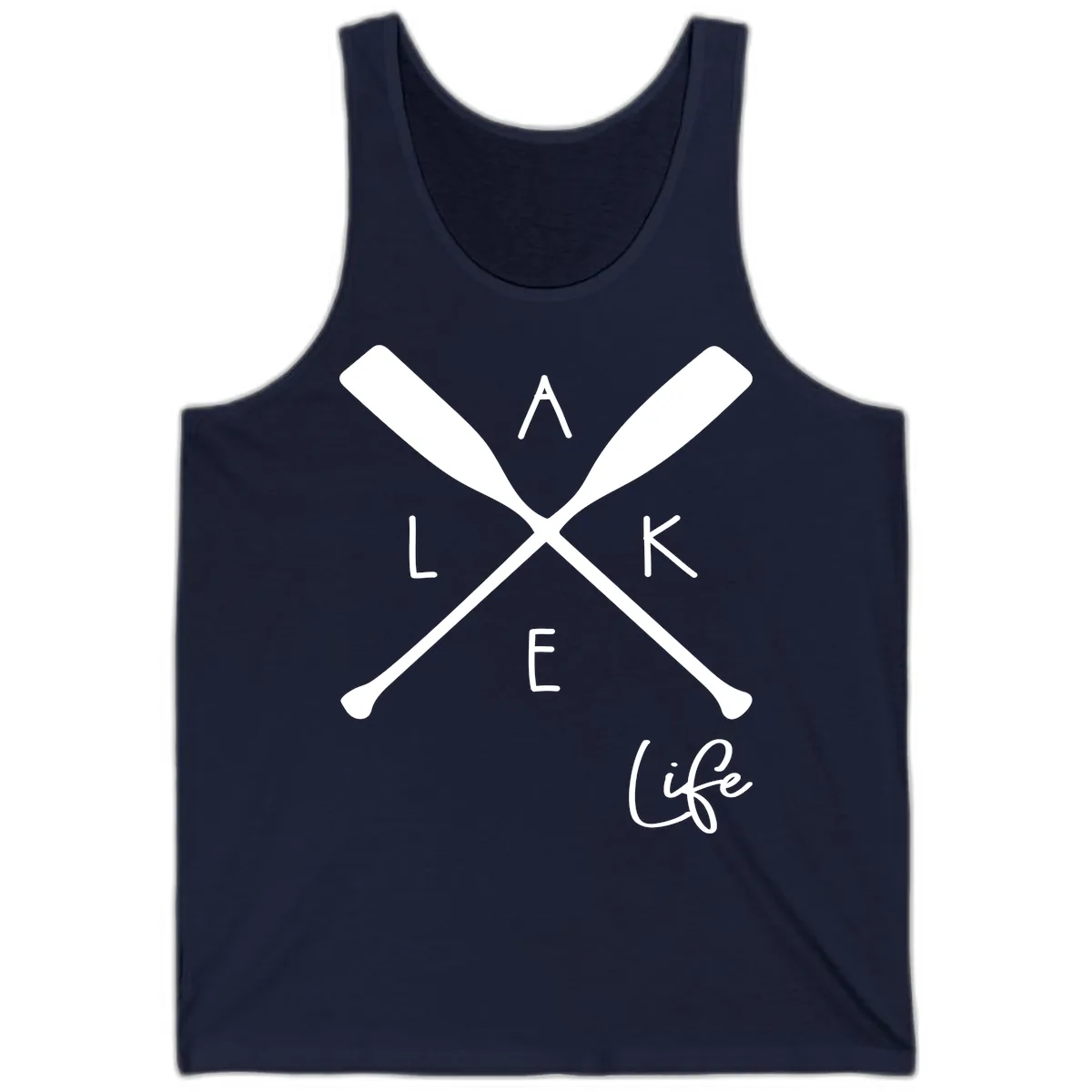 Lake Life Crossed Oars Design Tank in Navy